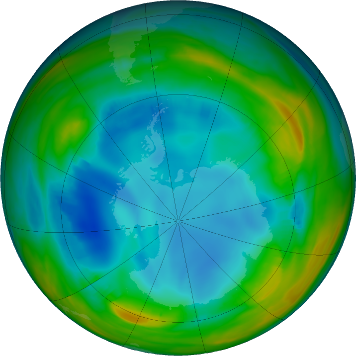 Antarctic ozone map for 24 July 2017